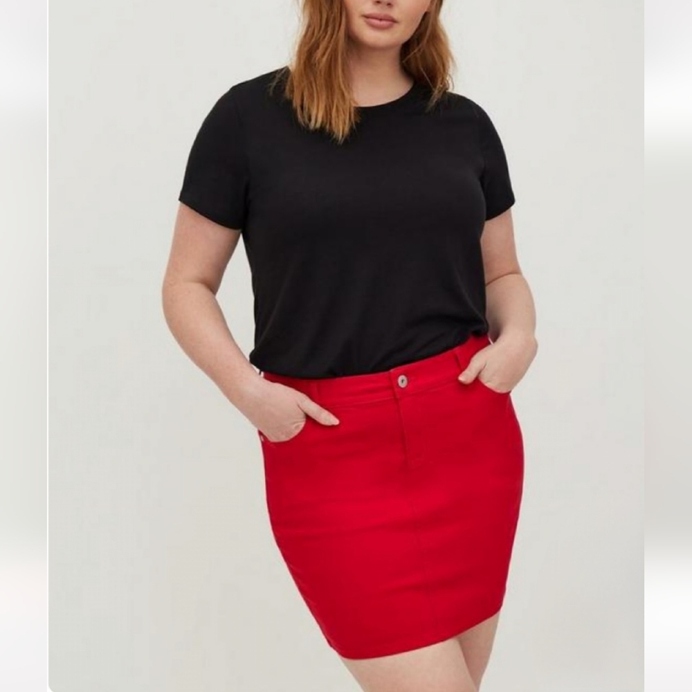Torrid Ruby Red Denim Mini Skirt